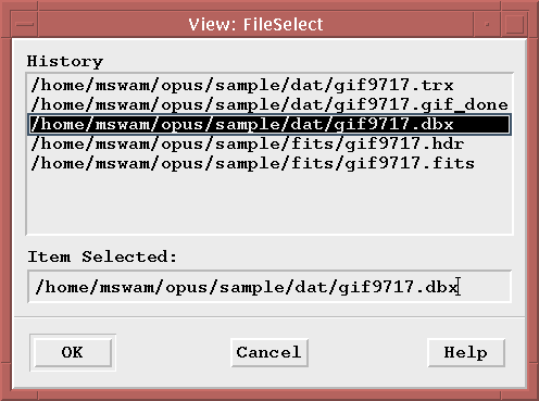 OMG Select FITS file for viewing