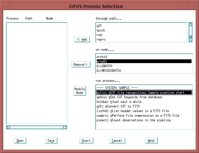 [OPUS 
Process Selection window]