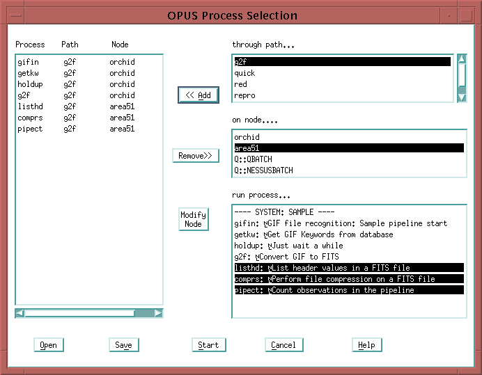 [OPUS 
Process Selection window]