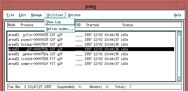 [PMG Utilities Menu with Show Log chosen]